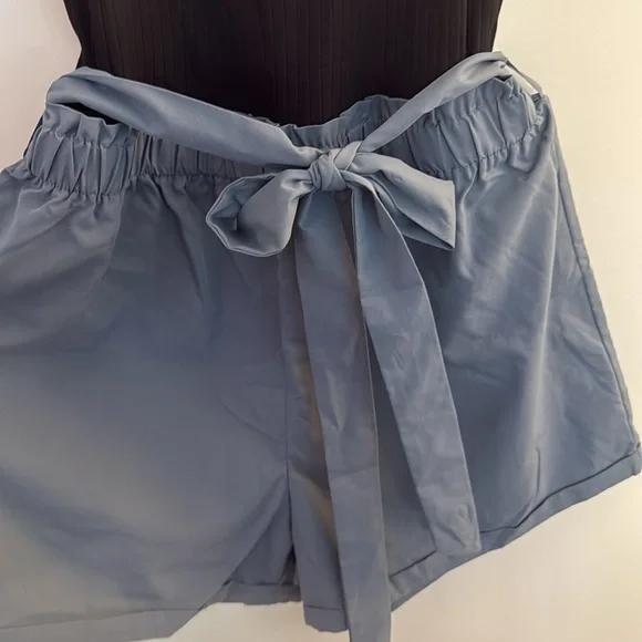 SHEIN Curve romper, ribbed jersey top with paperbag shorts attached - Picture 4 of 6